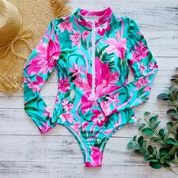 En Kos Kopalke 2020 Nove Seksi Dolgimi Rokavi Ženske Kopalke Tiskanja Kopalke Plaža Obrabe Nazaj Cut Plavanje Obleke Monokini