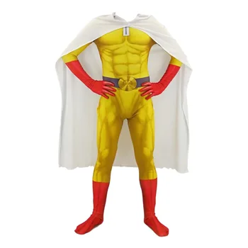 En Udarec Človek Cosplay Kostume Za Človeka Otrok Saitama Anime Cosplay Bodysuit Superheroj Halloween Jumpsuits Obleke z Plašč/Cape