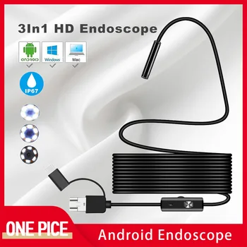 ENA PICE Endoskop Fotoaparat 5,5 MM 3 V 1 Micro USB Tip-C Mini Nepremočljiva 6 LED Borescope Pregled Večfunkcijsko Za Android PC