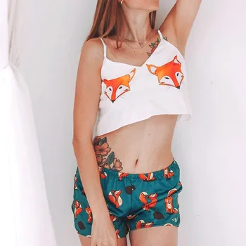 Evropski seksi megan Fox natisniti moda suspender pižamo postavlja žensko obleko, dvodelno, 2020 poletje tanke domov oblačila