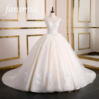 Fansmile Haljo de Mariee Princesse de Luxe Poročna Obleka Princess Zabuhle Poroka Oblek FSM-094T