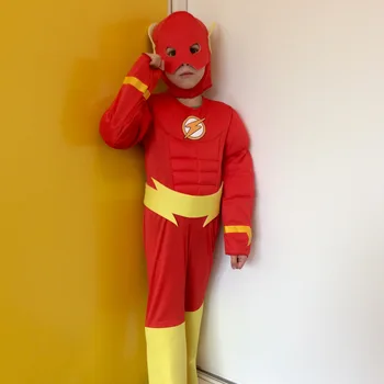 Fant Superheroj Flash Kostum Rdeče Jumpsuit Halloween Cosplay Stranka Obleko Fantasia Obleko