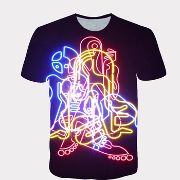 Fantje In Dekleta Poletje Obleko Novo Ustvarjalno Razsvetljavo LED-Sliko Design 3D Tiskanje Kratek Rokav T-shirt Hip-hop majica s kratkimi rokavi Otroci