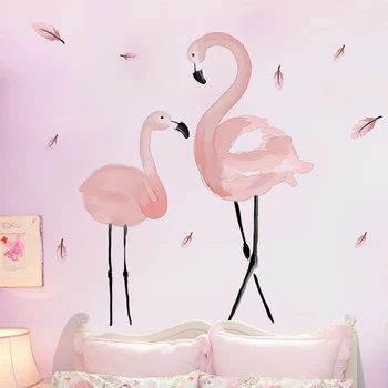 Flamingo Živali Stenske Nalepke DIY Roza Ptic Stenske Nalepke za dnevno Sobo, Otroci Spalnica Vrtec Doma Dekoracijo