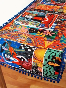 Frida Kahlo Pompom Runner Mozaik Vzorec Digitalno Natisnjena Dekorativni Pompom Blazino z Očesa Učinek Blazine Pokrov Domov Posebne