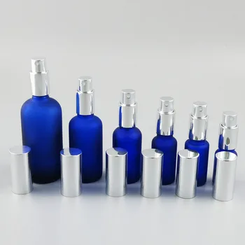 Frost Modra Steklenička Z Aluminijasto Megle Škropilnica Prazno Potovanja Stekla Parfum Steklenica 100 ML 50 ML 30 ML 20ML 15ML 10 ML 12PCS