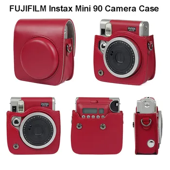 FUJIFILM Instax Mini 90 Neo Klasični Fotoaparat Primeru PU Usnje Ramenski Trak za Fotoaparat Torba Kristalno PVC Nosite Zaščitna Pokrova