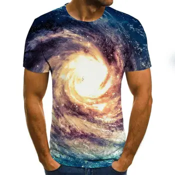 Galaxy prostor vzorec tiskanje 3D T-shirt priložnostne poletje slog, moda tiskanje kratek sleeved majica s kratkimi rokavi moški majica art ulica krpo