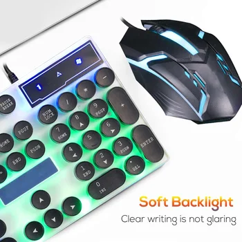 Gaming Tipkovnica LED Mouse Pad GTX300 Tipke Punk Krožne KeyCap Osvetljen Žično Mavrica Ergonomska Krog Ključnih Skp Mehanske Combo