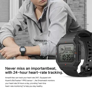 Globalna Različica Amazfit Neo Smartwatch 28 Dni Baterije Retro Design 5ATM 3 Šport Načini Srčni utrip Sledi Spanje Monitor