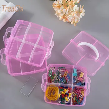 Gospodinjski predmeti, tri - plast škatla za shranjevanje šivanje in pletenje razno nakit škatle s pokrovom in prenosna škatla za shranjevanje