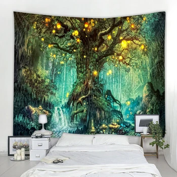 Gozd življenje drevo tapiserija krajine steni visi tapiserija, dnevna soba dekoracijo luč drevo, tapiserija, magic doma tapnite dekoracijo