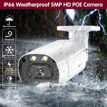 H. 265 CCTV Kamere Sistema za zaščito, Komplet 4k 16ch POE NVR Komplet Outdoor Nepremočljiva 5MP Barve Night Vision Bullet Video Nadzor, Ip