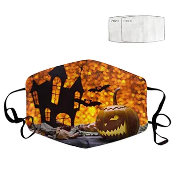 Happy Halloween Odraslih Stroj Za Večkratno Uporabo Smešno Bučna Festival Bat Print Masko Dustproof Zaščitne Maske 2 Filter Tesnilo 4