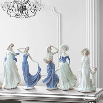 HAUSBAY Visoko Kakovostni Kip Keramični Boginja Figurice Doma Dekor Obrti Soba Poroko Obrt Ornament Porcelana Z0510