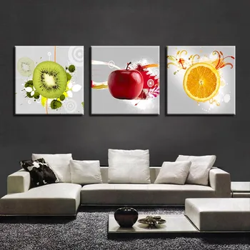 HD Natisne Platno Doma Dekor Wall Art Kuhinja Plakat 3 Kos Actinidia Chinensis Apple Oranžna Slike Sadja Slike Okvir