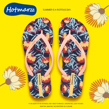 Hotmarzz Ženske japonke Pisane Tiskanja Sandale, ki Modne Plaži Copate