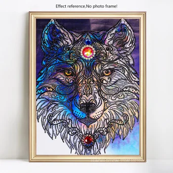 Huacan Diamond Slikarstva Posebno Oblikovan Diamond Vezenje Živali Volk Mozaik Sliko Okrasnih DIY Doma Dekor Umetnostne Obrti