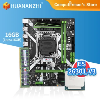 HUANANZHI X99 8M F X99 Motherboard combo kit komplet LGA 2011-3 CPU Intel XEON E5 2630L V3 Pomnilnik 1*16 G DDR4 RECC 2133 M. 2 NVME USB