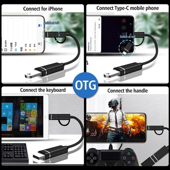 Ihuigol 2 v 1 OTG Kabel USB 3.0 za Razsvetljavo Tip C Podatkov Pretvornik Miško, Tipkovnico, U Disk Kamera Za iPhone 12 Samsung S9