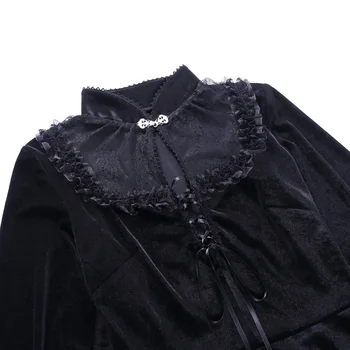 InsDoit Gothic Seksi Čipke Black Dress Vintage Elegantno Visoko Pasu Obleka Ženske Harajuku Seksi Votlih Iz Stranke Noč Formalno Obleko
