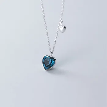 INZATT Pravi 925 Sterling Silver Blue Cirkon Srce Obesek Za Ogrlico Moda za Ženske Lepe Fine Nakit Minimalističen Dodatki