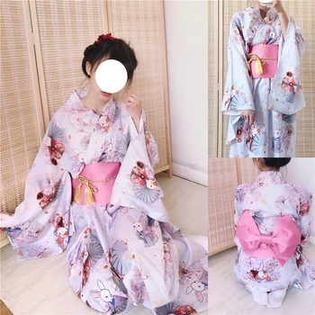 Japonski Tradicionalni Kimono Obleko Orientalski Elegantno Yukata Ženska Novo Leto Festival Kimono Obi Letnik Cosplay Kostumi