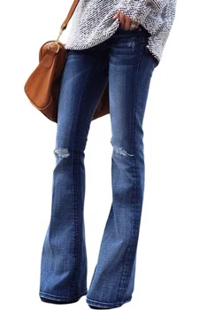 Jeans ženska, plus velikost zadrgo letenje bombaža, beljeni ženske hlače črne moda 2019 priložnostne flare hlače nova xxl