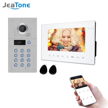 Jeatone 7 Palčni Brezžični Wifi 960p Video Interkom za Dom IP Video Zvonec Geslo za Odklepanje HD Zaslon, Wifi Interkom Sistem