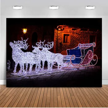 Jelenov božič ozadja sani ulica noč svetlobe koči Ozadje za foto Studio Pozimi ozadje casitas de navidad