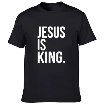 Jezus Je Kralj Tiskanja Moške Poletne T-shirt Krščansko Vero Boga, Vero Majica s kratkimi rokavi Moški Kratek Rokav Obleka Tees Moda Camisetas