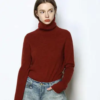 JINJIAXIAN jesen in zimo, nova barva pulover ženski pulover puloverju turtleneck pletene kašmir pulover znanja majica