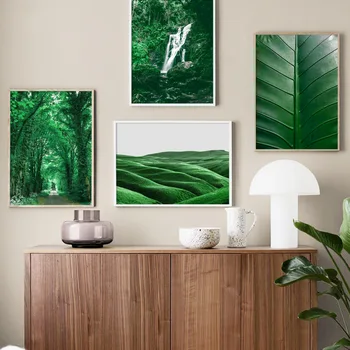 Jungle Zelenih Rastlin, Slap Ponudbo Wall Art Platno Slikarstvo Nordijska Plakatov In Fotografij Stenske Slike Za Dnevni Sobi Doma Dekor