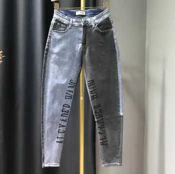 Kavbojke ženske 2020 pomlad nov modni hit colrt črke svoboden gleženj dolžina harem hlače
