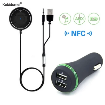 Kebidumei JRBC01 NFC za Prostoročno uporabo Bluetooth Car Kit A2DP MP3 3.5 mm AUX Avdio Glasbeni Sprejemnik Adapter s 3.1 Dvojno USB Avto Polnilec