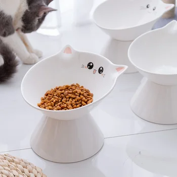 Keramični mačka skledo urha klicati živilo torilo mačke skledo pitne skledo srčkan hišne bowl nabor mačka dobave poševna usta skledo povečano