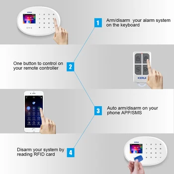 KERUI W20 Home Security WIFI GSM Alarmni Sistem Doma Mobilno APLIKACIJO Remote Control Za 2,4 Palčni Zaslon Switchable Jezik Protivlomnih Alarmnih