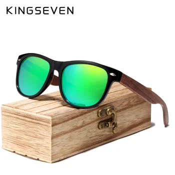KINGSEVEN 2019 Črni Oreh sončna Očala Lesa Polarizirana sončna Očala Moških UV Zaščita Očal Z Lesom Polje Oculos de sol