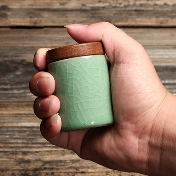 Kitajski Mini Čaj Pločevinke Longquan Celadon Prenosni potovanja Čaj Posode Kung Fu Čaj Nastavite pečat Jar Sladkarije Shranjevanje Vintage Doma Dekor