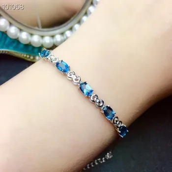 KJJEAXCMY boutique nakita 925 sterling srebro vdelan Naravnih Modri Topaz ženska Zapestnica Podporo Test trendy