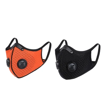 Kolesarjenje Masko Športih Na Prostem Proti Prahu, Plinov, Aktivno Oglje Filter Pol Masko Breatheable Trajne Black Orange