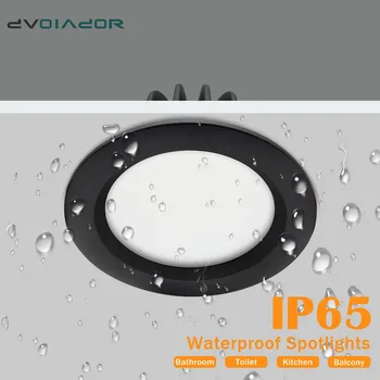 Kopalnica vodoodporna LED Downlight 15W 12W IP65 Vgradne LED svetilke, luči za Zunanjo nepremočljiva Spot luči AC220V 110V