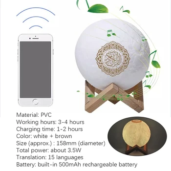 Korana Bluetooth Zvočniki Pisane Daljinski upravljalnik Majhne Mesečini LED LightMoon Lučka Mesečini Brezžični Korana Zvočnik