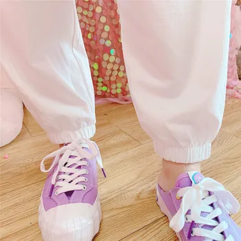 Korejski Slog Priložnostne Hlače Teen Dekleta Japonski Modni Ulične Vrečasta Sweatpants Ženske Vrvico Visoko Pasu Jogging Hlače