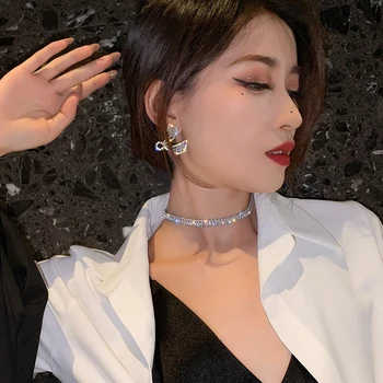 Korejski vroče prodajo modni nakit, baker vdelan cirkon, luksuzni bleščečo ogrlico seksi dame stranka ogrlica