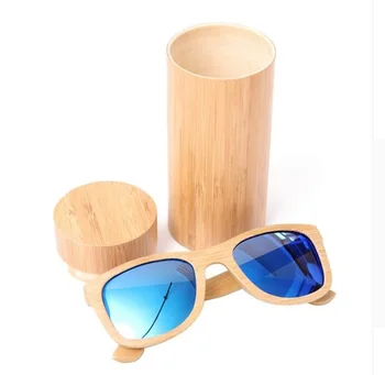 Krog Bambusa sončna Očala Primeru Bambusa Polje Darilni paket Les, Steklo Primeru Lahko vgraviran Logotip Brezplačno