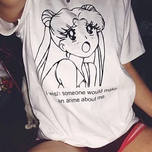 Kuakuayu HJN Sailor Moon Dekle, sitotisk Belega T-Shirt 90. letih Kawaii Grunge Estetske Anime Tee Ljubka Manga Majica 4 Slogi