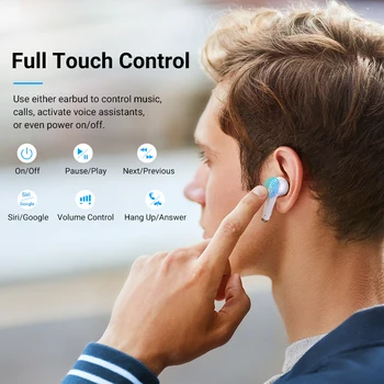 Langsdom Brezžične Bluetooth Slušalke Nadzor Glasnosti TWS Bluetooth 5.0 Slušalke Brezžične Slušalke Nepremočljiva Tap Control