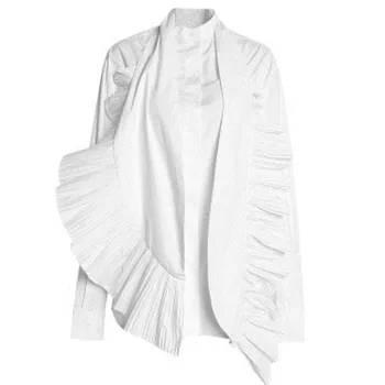 LANMREM 2021 jeseni Nove Ženske Nezakonitih Majica Priložnostne Moda Naguban Dekorativne Bele Bluze za Ženske Design Ženske Oblačila YG638