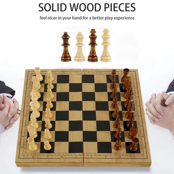 Leseni Šah Nastavite Zložljiva Magnetni Veliki svet Z 32 Šahovske Figure, Notranjost prostora za Shranjevanje Prenosni Potovanja namizna Igra, Set Za Otrok